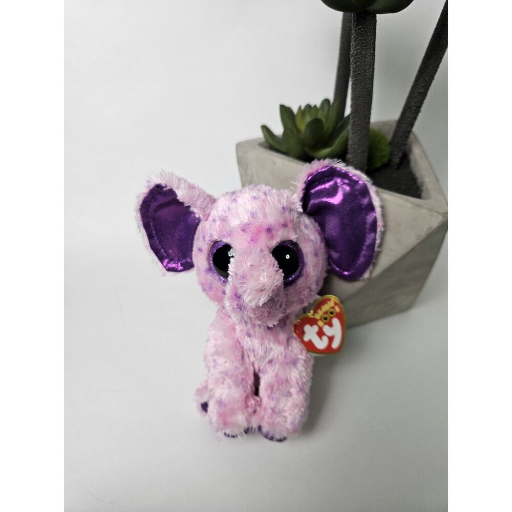 Ty Beanie Boos EVA The Pink Elephant Beanie Babies 100% TySilk